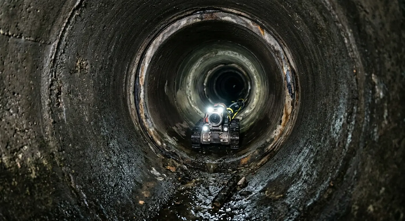 Robotic sewer camera inspecting pipe interior for Sewer Line Cleaning in Lecanto